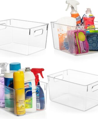 ClearSpace Clear Plastic Storage Bins – Pantry Organizers & Storage Containers, Cabinet Organizer - Home Organization Must Haves for Kitchen, Laundry Room, Office, Closet, Garage & Freezer