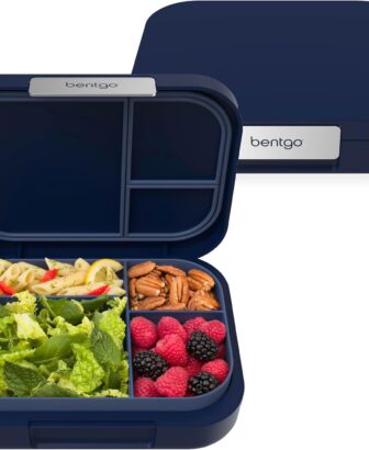 Bentgo® Modern - Leak-Resistant Bento Lunch Box For Adults, Teens, & Larger Appetites; Reusable BPA-Free Meal Prep Container with 3 or 4 Compartments, Dishwasher/Microwave Safe; 5 Cups (Navy)