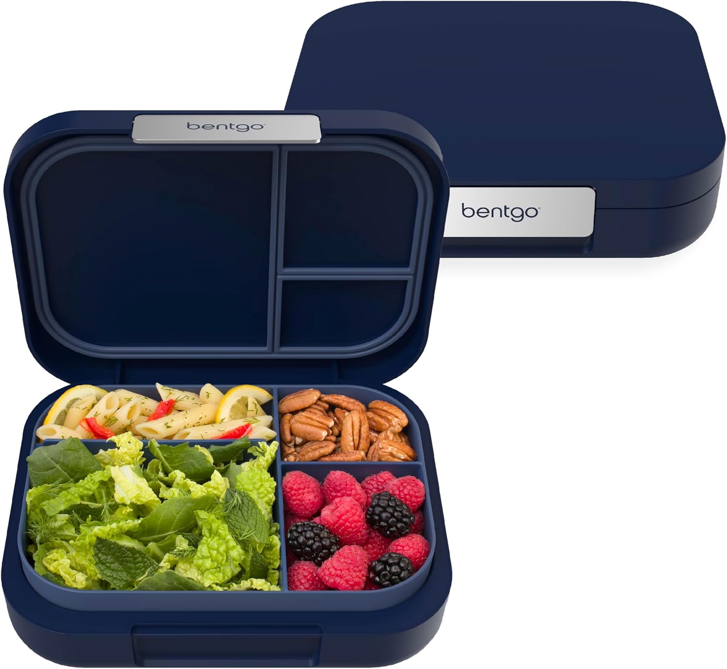 Bentgo® Modern - Leak-Resistant Bento Lunch Box For Adults, Teens, & Larger Appetites; Reusable BPA-Free Meal Prep Container with 3 or 4 Compartments, Dishwasher/Microwave Safe; 5 Cups (Navy)